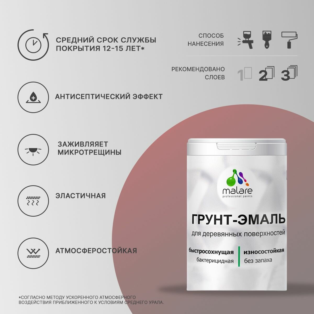 Акриловая Грунт-Эмаль 3 в 1 Malare для деревянных поверхностей/ краска по дереву с антисептическим эффектом/ быстросохнущая моющаяся без запаха матовая, бежевый, 2 кг — фото 1
