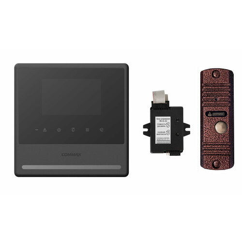 Комплект видеодомофона и вызывной панели COMMAX CDV-43Y (Черный) / AVC 305 (Медь) + Модуль XL Для цифрового подъездного домофона