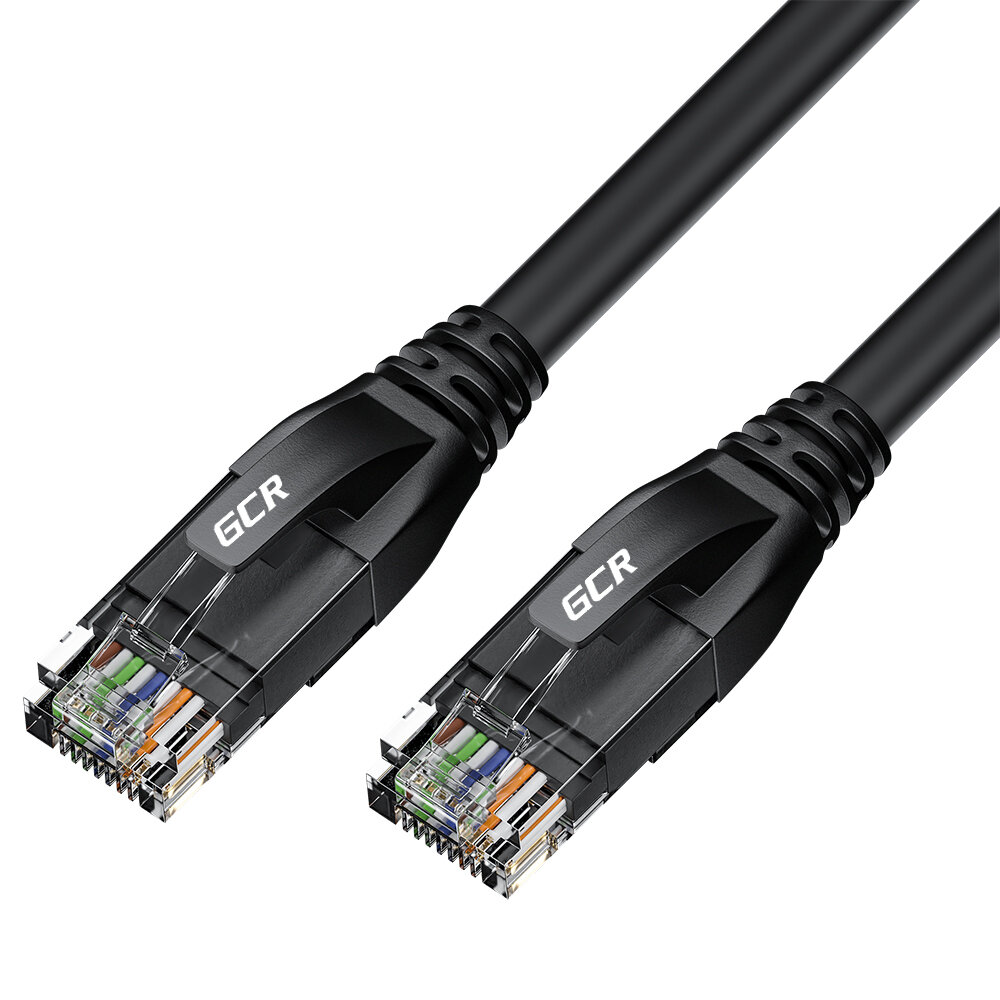 Короткий патч корд КАТ.5е LAN кабель для подключения интернета GCR PROF 30см UTP 1 Гбит/с черный