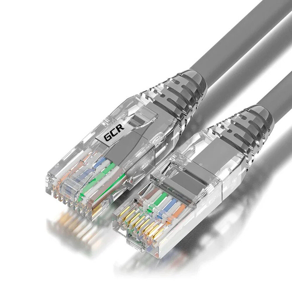GCR Патч-корд 1.5м LSZH UTP кат.5e серый коннектор ABS 24 AWG ethernet high speed 1 Гбит/с RJ45 1.5 метра сетевой кабель для интернета ноутбука телевизора игровой приставки