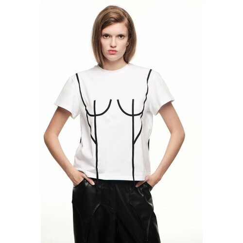 Футболка yana besfamilnaya, хлопок, размер S, белый