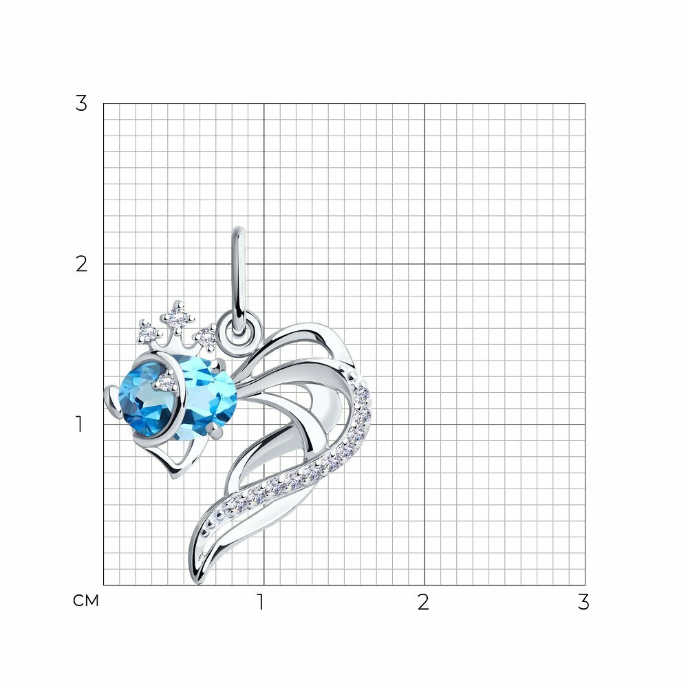 Подвеска SOKOLOV, белое золото, 585 проба, топаз, фианит