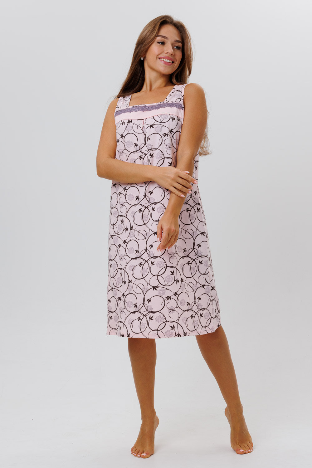 Сорочка Modellini средней длины, без рукава, размер 48, розовый - фотография № 5