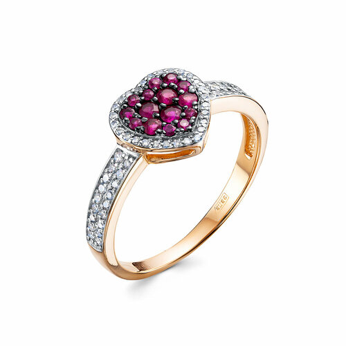 фото Кольцо vesna jewelry, красное золото, 585 проба, родирование, рубин, размер 17, красный