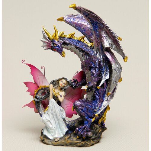Фигура для интерьера символ года Дракон и Ангел 36х18 см фиолетовый 3499₽
