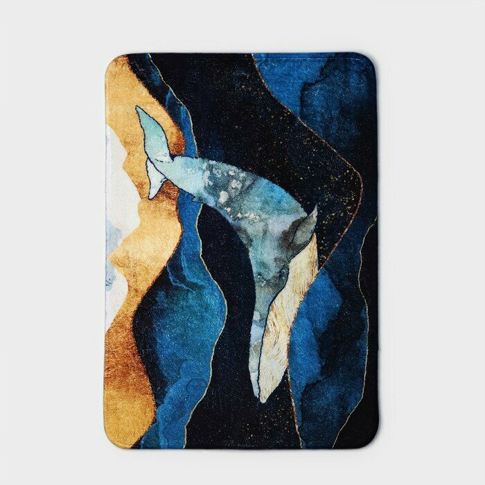 фото Доляна Коврик для дома Доляна «Кит», 40×60 см, цвет синий