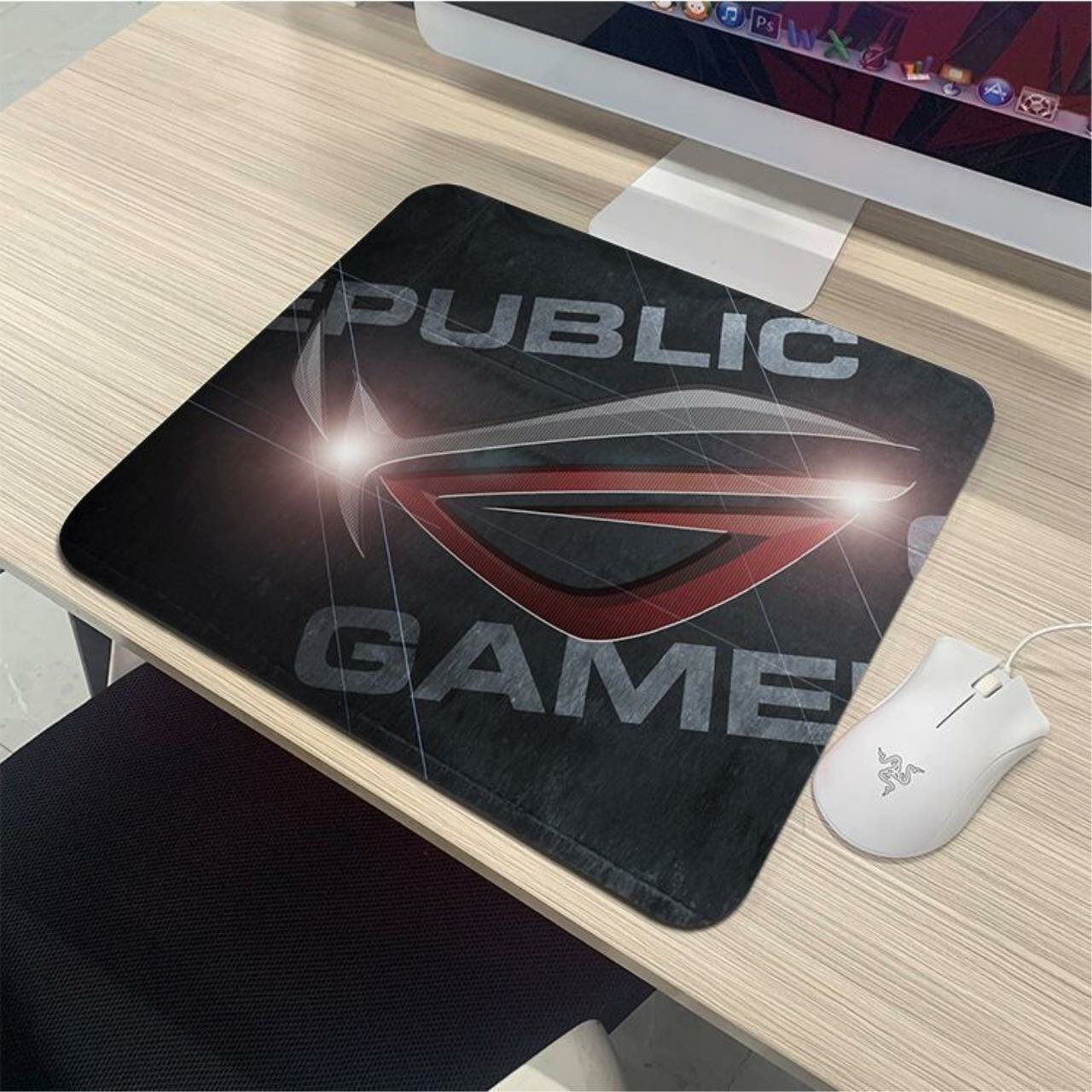 Коврик компьютерный для мыши маленький ASUS ROG 320х285х4мм ASUS-63 — фото 1