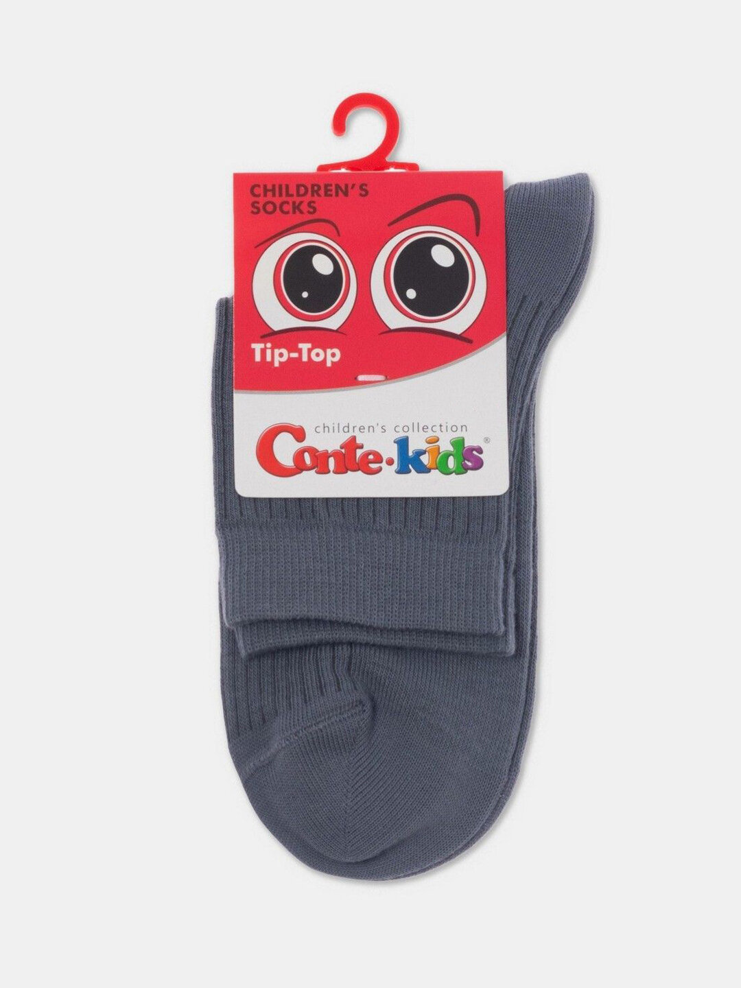 Носки детские классические из хлопка и LYCRA® Conte-kids Tip-Top, размер 22(33-35), рисунок 932- В рубчик, цвет Тёмно-серый
