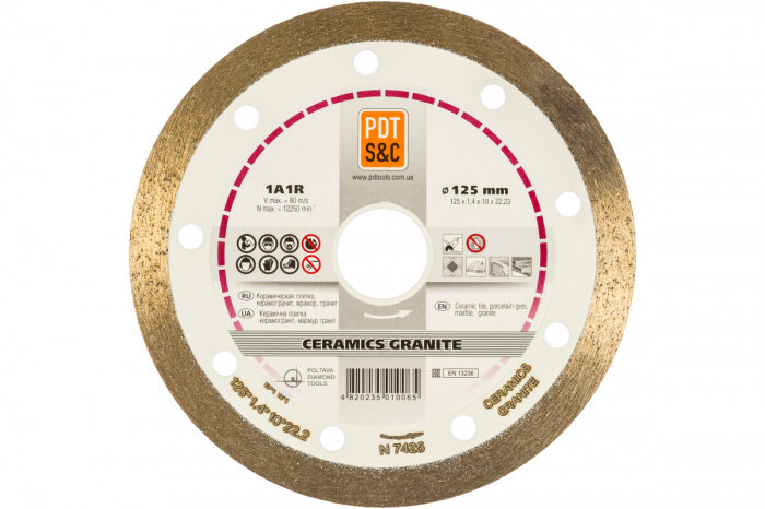 Диск алмазный PDT Ceramics Slim 1A1R 125*1.2*10*22.2 820203CRMSu PDT S&C - фото №2
