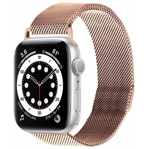 Ремешок миланская петля для Apple Watch 42-44-45-49 mm, Series 4, 5, 6, 7, SE / Металлический браслет для смарт часов Эпл Вотч 42-49 мм, Золотой