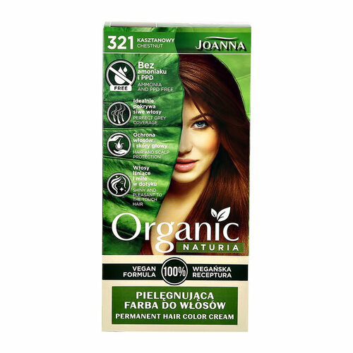 Краска для волос `JOANNA` ORGANIC NATURIA (тон 321) каштановый joanna краска для волос joanna organic naturia тон 342 кофейный
