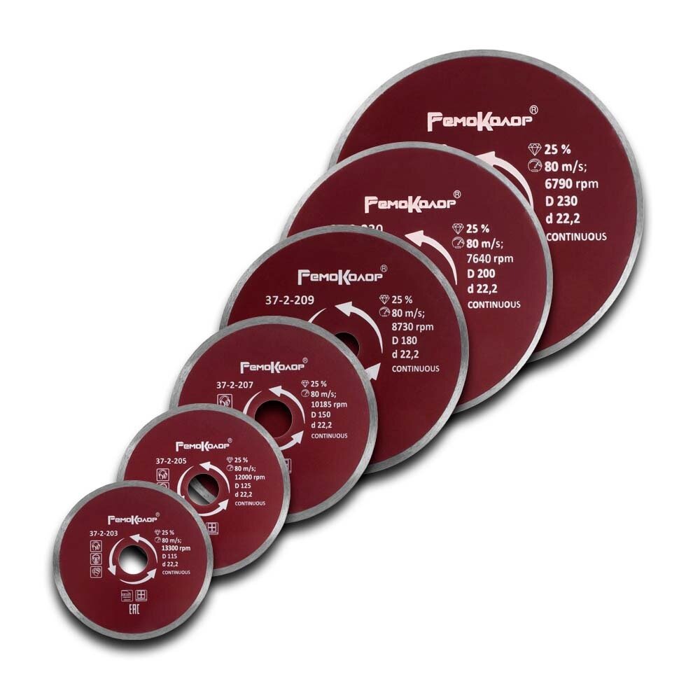 Диск отрезной алмазный CONTINUOUS для влажной резки 200/22,2 мм РемоКолор - фотография № 5