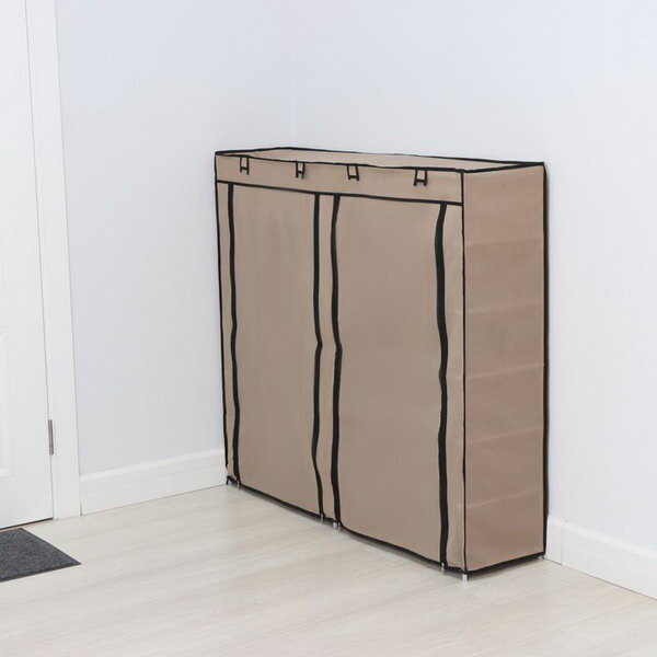 Полка для обуви с чехлом двойная 6 уровней 117x30x106 см бежевая