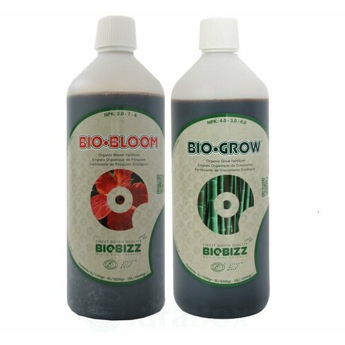 Комплект базовых удобрений BioBizz Grow+Bloom 2x1 л иммуностимулятор acti vera biobizz 1 л