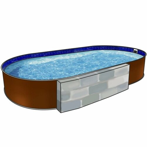 Каркасный бассейн Лагуна овальный, вкапываемый 3,7 х 2,44 х 1,25 м , панель 0,4 мм (цвет: коричневый RAL 8017, чаша - мрамор), цена - за 1 компл
