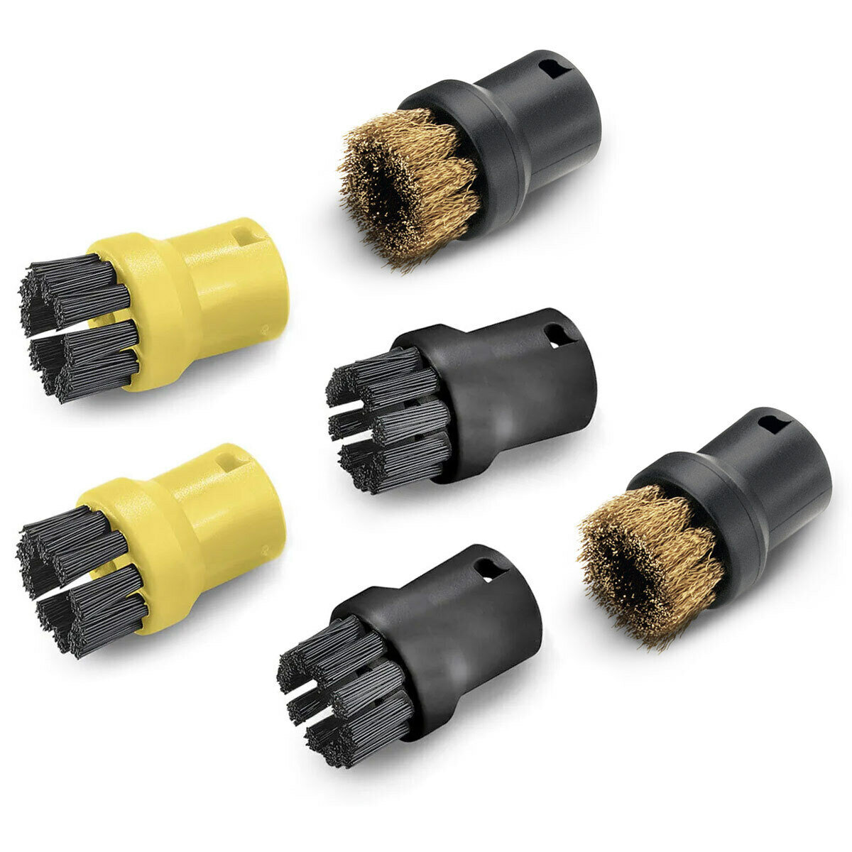фото Комплект круглых щеток VELER к пароочистителям Karcher (4 с пластиковой + 2 с латунной щетиной) (2.863-061-264. V), 6 шт.