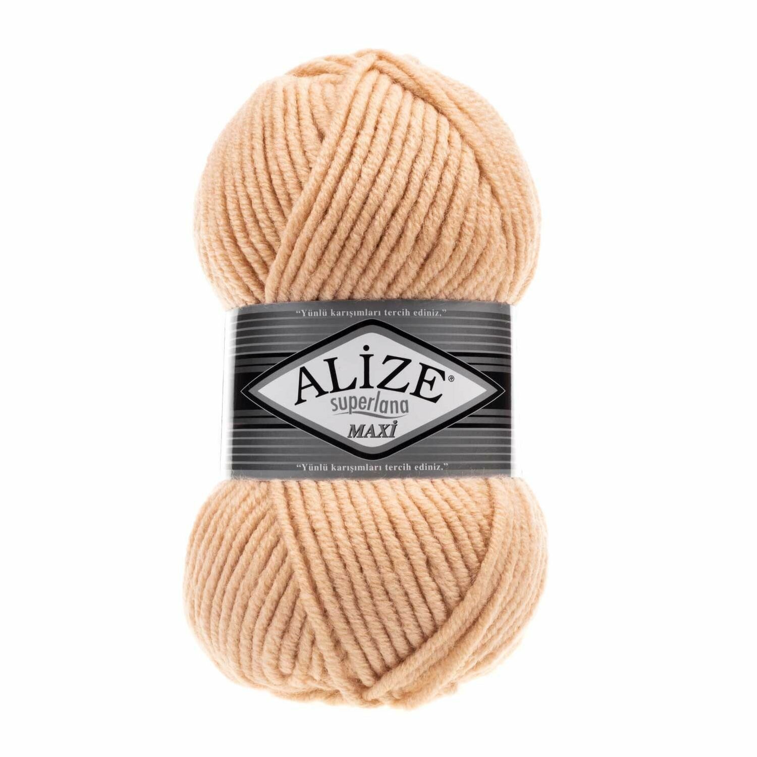 Пряжа ALIZE SUPERLANA MAXI, бежевый персик - 502, 25% шерсть, 75% акрил, 5 мотков, 100 г., 100 м.