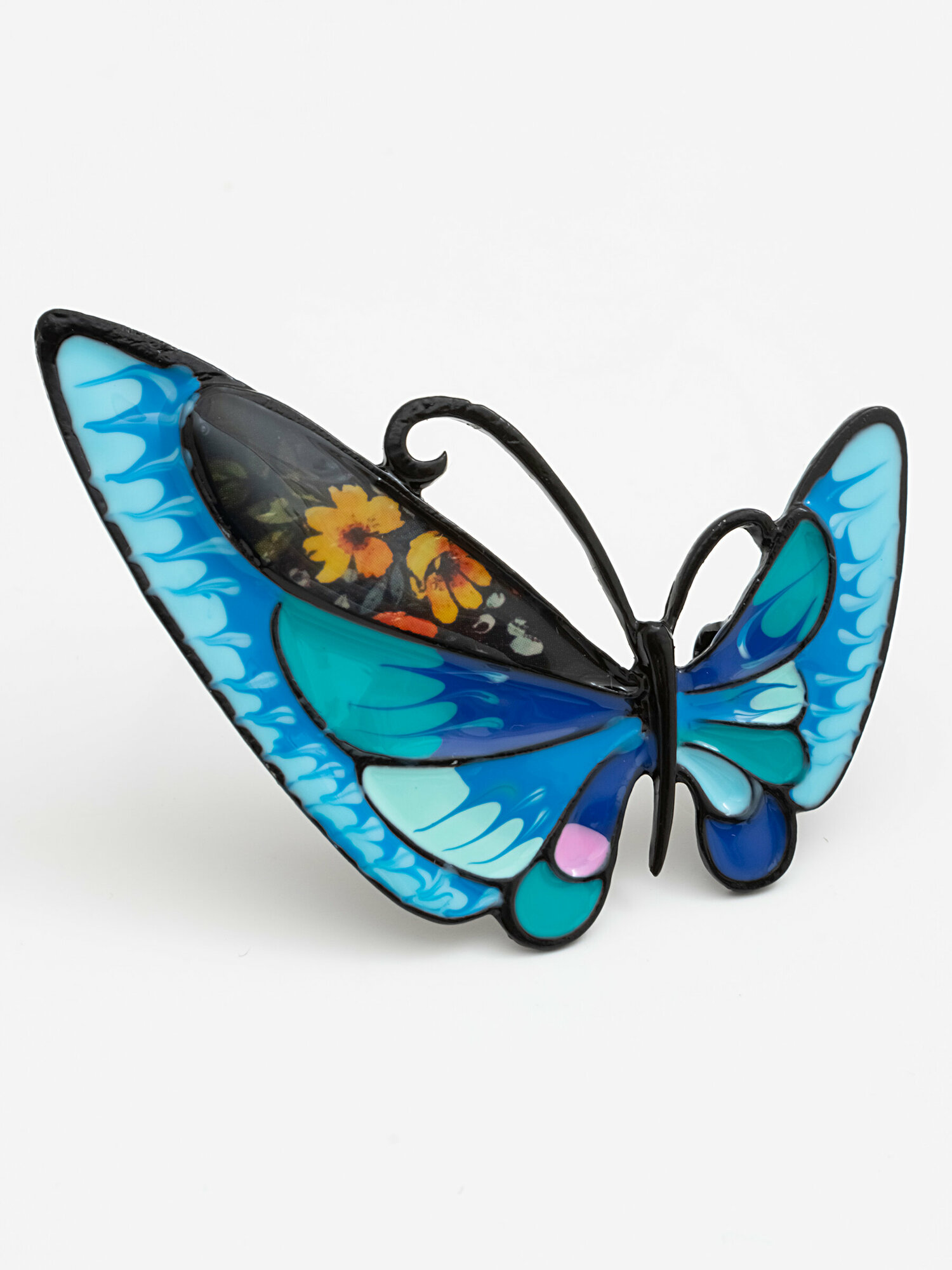 Брошь ЖемАрт, эмаль, голубой/черный — фото 1