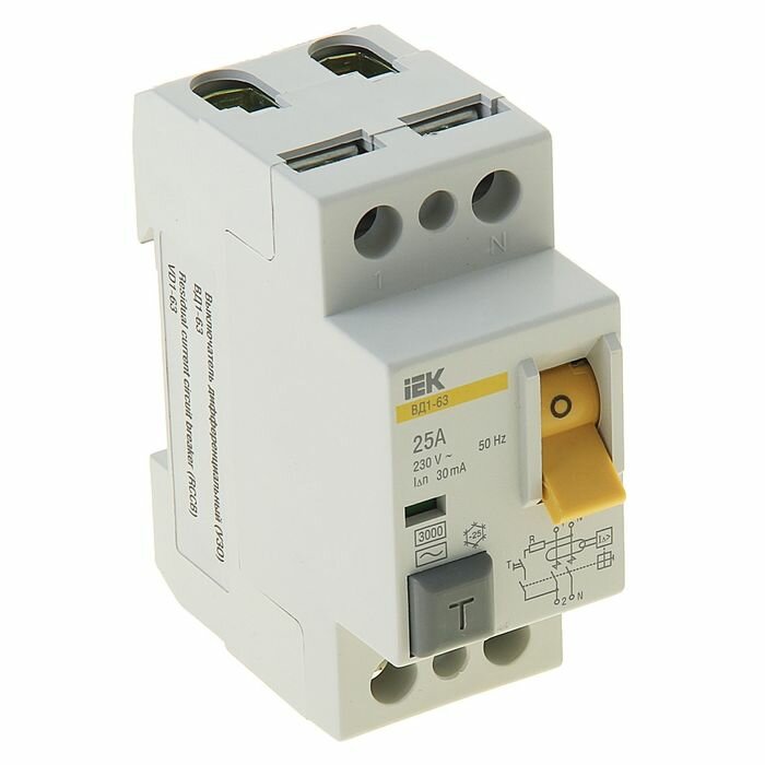 Выключатель диф. тока IEK MDV10-2-025-030 2п 25А 30мА тип AC ВД1-63
