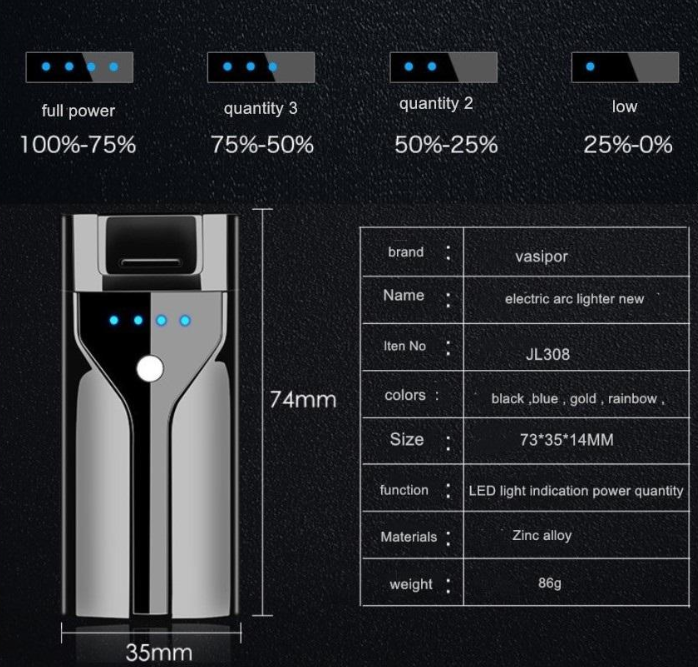 Зажигалка электронная, электроимпульсная с USB зарядкой. (Цвет металл) - фотография № 11