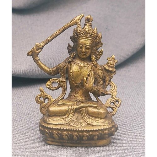 Статуэтка (фигура) Будда Манджушри (Воплощение высшей мудрости), латунь, литьё, Индия, 1990-2000 гг.