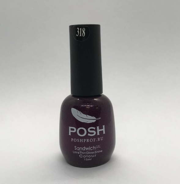 POSH Sandwich Gel Colour Гель-лак для ногтей UV/LED на 25 дней 15 мл Насыщенные частицы тон 318 Пурпурно-Фиолетовый