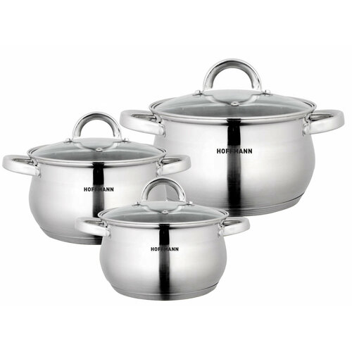 Набор кастрюль с крышкой из нержавеющей стали для индукционных плит объем 21 л 29 л 39 л 9164₽