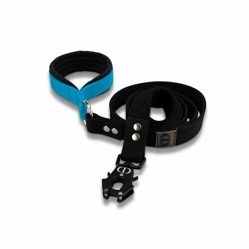 Поводок с карабином самозахватом CORADOG Double Power Black frog, цвет голубой, черный, 2м
