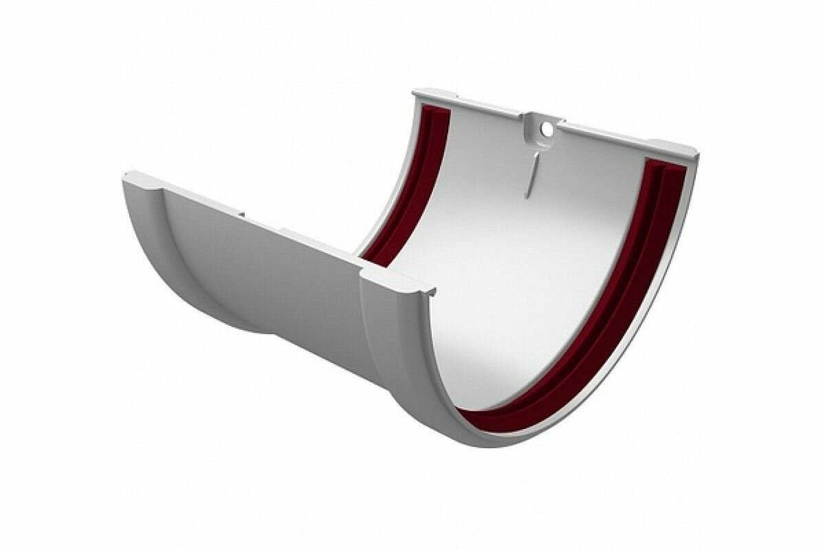 фото Соединитель желобов Классика 120 ПВХ Grand Line белый (RAL 9003) - 2 шт