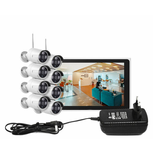 Радиоканальный облачный набор наблюдения с 8-ю уличными видеокамерами Окта Вижион Клоуд Монитор-02-8 Люкс F1502EU с экраном 3214800₽