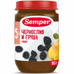 Semper - пюре чернослив и груша, 5 мес, 190 гр - изображение