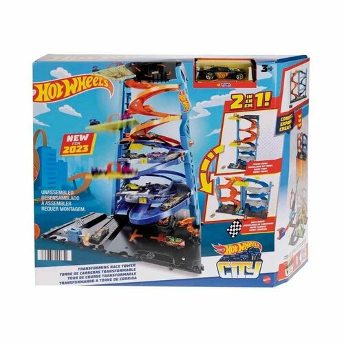 машины нордпласт набор парковка hot wheels 3 в 1 Игровой набор Mattel Hot Wheels, Захватывающая гоночная башня, с машинкой (HKX43)