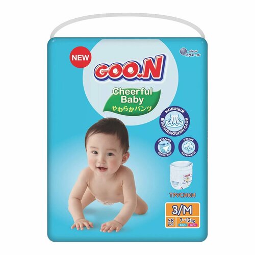 Goo.N трусики Сheerful Baby M (7-12 кг) 58 шт.