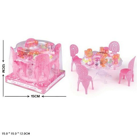 Мебель для куклы Shantou "Столовая", пластик, розовая , пластиковый купол (A8-681)