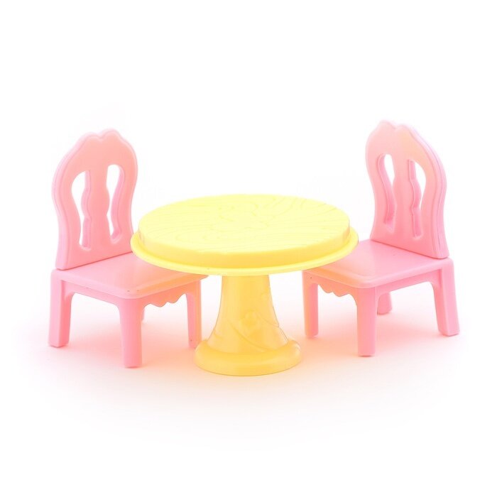 Мебель для кукол Oubaoloon трюмо, табурет, парта, стол, 2 стула, пластик (258D)