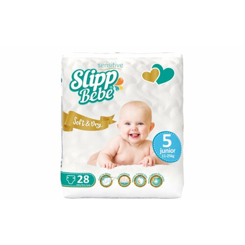 Подгузники SLIPP BEBE Twin № 5 (11-25 кг) 28 шт подгузники детские slipp bebe 30 шт подгузники трусики 4 размер от 7 до 18 кг мягкие и дышащие