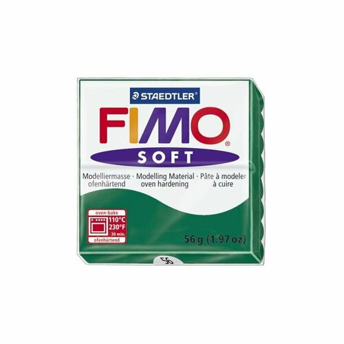 полимерная глина fimo soft 8020 39 мята peppermint 56 г цена за 1 шт Полимерная глина FIMO Soft, цвет изумрудный, 1 упаковка