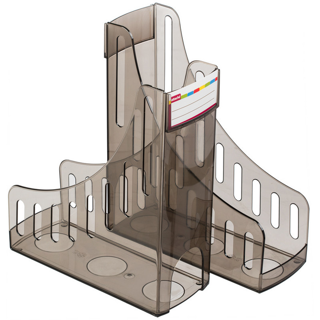 Attache Вертикальный накопитель Attache 100мм тонировано-черный 2 шт/упк