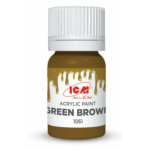 ICM Краска акриловая, Зелено-коричневый (Green Brown), 12 мл, C1061