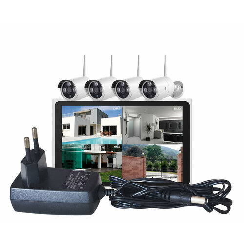 Радиоканальный комплект видеонаблюдения Квадро-Вижион-Клоуд Монитор Модель02-4 K84560QYT с облачным хранилищем 4 уличных видеокамеры 2092800₽