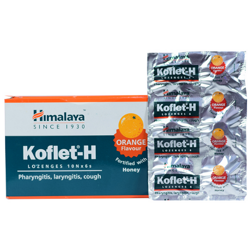Леденцы Кофлет-Х Апельсин и мед Хималая (Koflet-H Orange Himalaya) от кашля, смягчают горло и бронхи, антисептик, 60 шт.