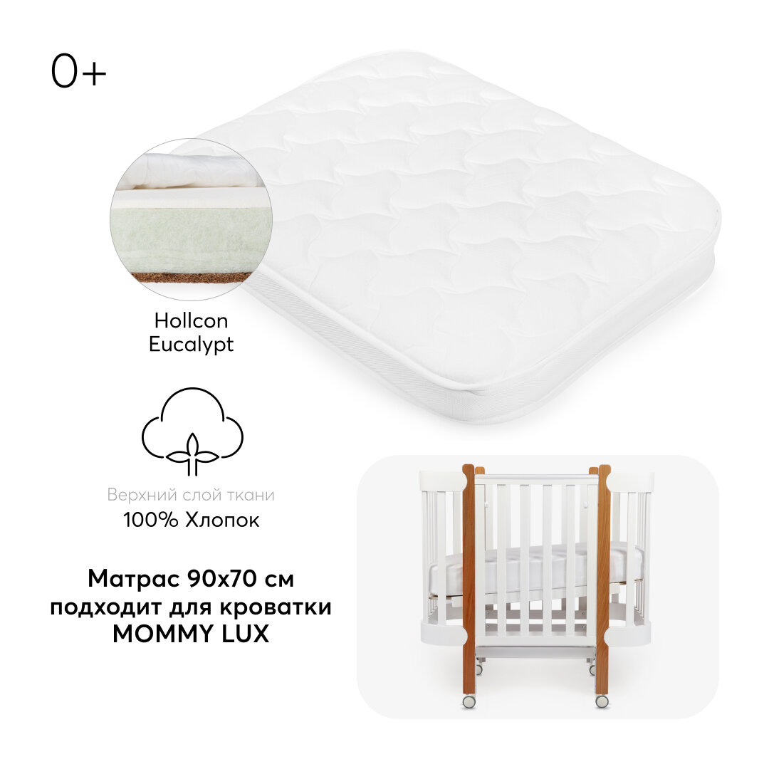 Матрас для детской кроватки Happy Baby 90х70 см, двусторонний, гипоаллергенный, для кровати Mommy Lu .