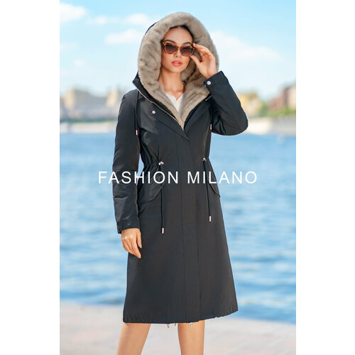 фото Пуховик fashion milano, размер 42, черный