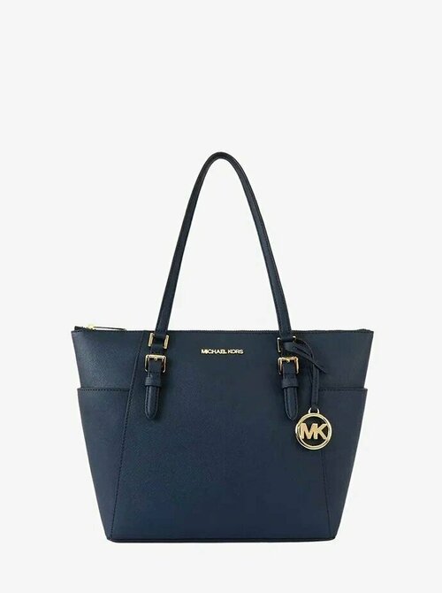 Сумка тоут MICHAEL KORS, фактура гладкая, синий