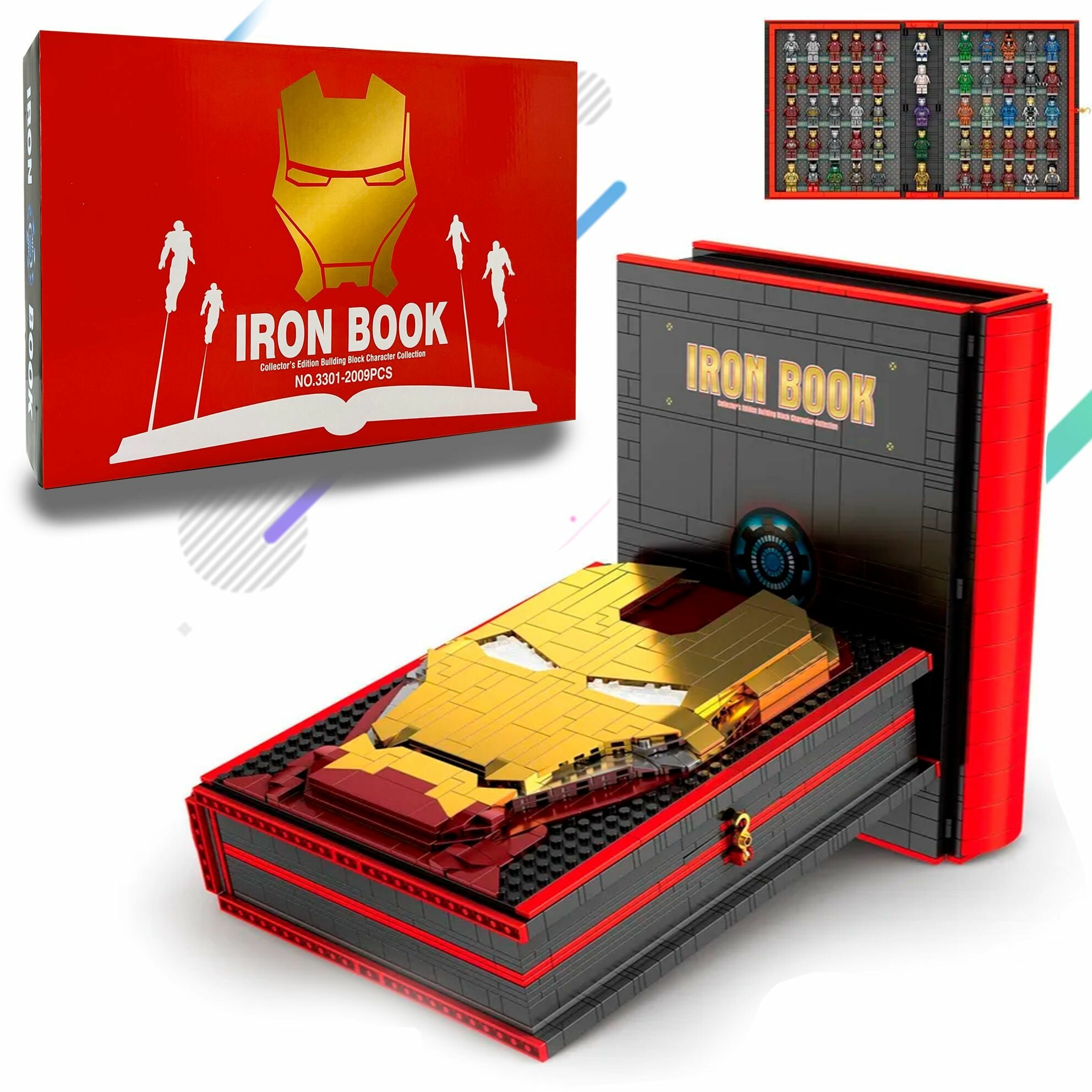 Конструктор Iron Book Книга Железного Человека NO.3301 Набор 2009 детали Подарочный набор для детей взрослых мальчиков и девочек