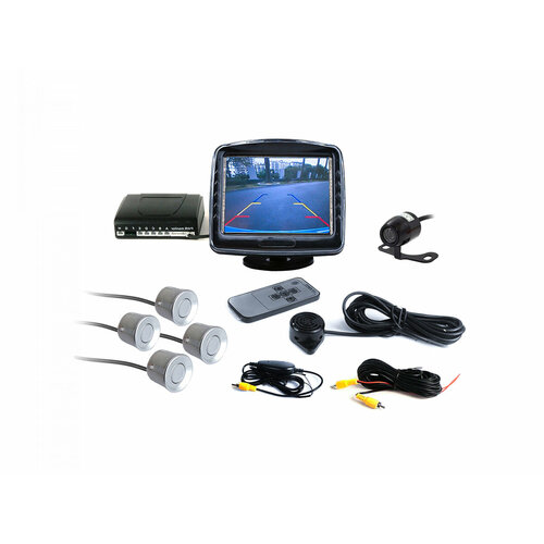 Master Park (SILVER) 602-4(W) (F1496EU) (серебряные датчики) беспроводной парктроник с камерой заднего вида, четырьмя датчиками и монитором 4 дюйма