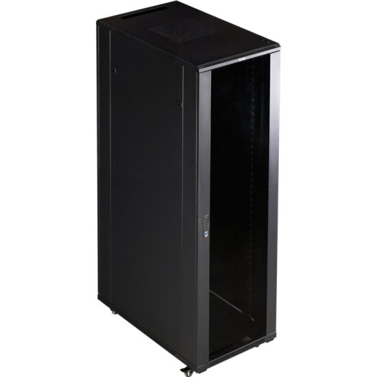 Шкаф серверный Lanmaster Business TWT-CBB-22U-6x6-G1, 22U, 600x600, передняя дверь стекло, задняя дверь распашная металл, черный