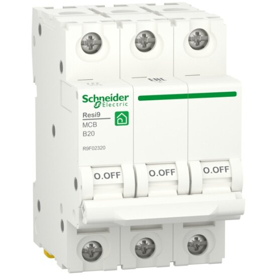 Автоматический выключатель SYSTEME ELECTRIC (SCHNEIDER ELECTRIC) SCHNEIDER ELECTRIC RESI9 (АВ) B 20А 3P 6000A R9F02320