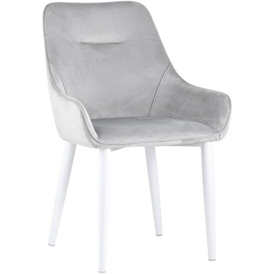 Стул обеденный Stool Group Диана NEW, велюр серебристый (ножки белые) Hoff - фото №1