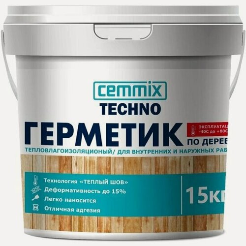 Изображение товара Герметик акриловый для дерева Cemmix Теплый шов, 15 кг, сосна